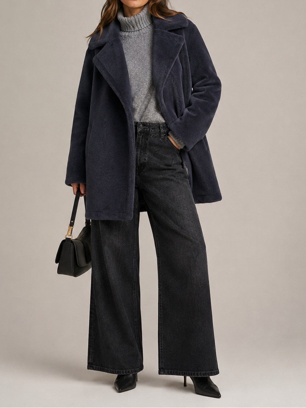 Velvet by Graham & Spencer Black Teddy Coat large
